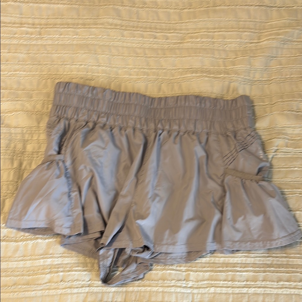 Women's Gray Ruffled Shorts